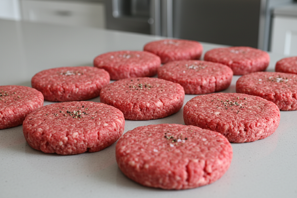 raw ground beef paties
