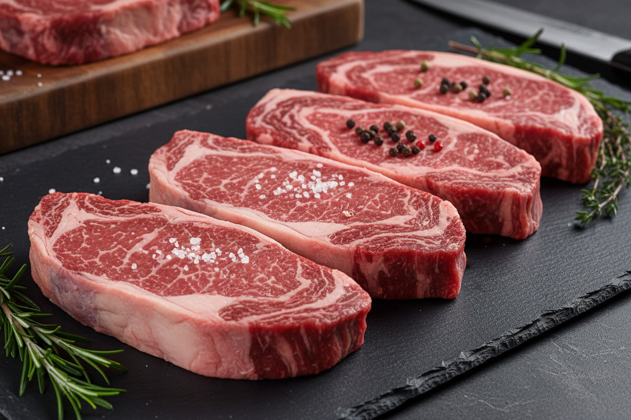 uncooked steaks